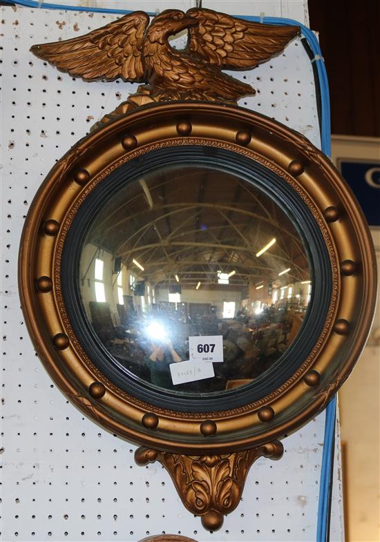 Regency style gilt convex wall mirror